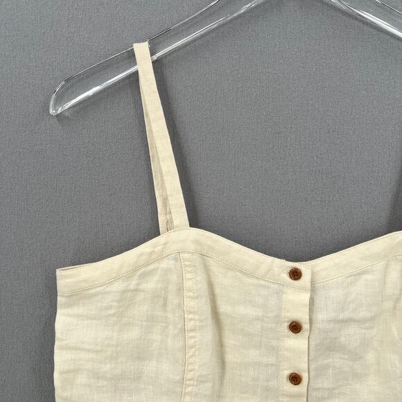 EVERLANE The Linen Picnic Top Womens 2 Cream Button Front Spaghetti Strap NEW - Picture 4 of 11